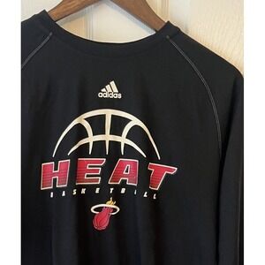 Miami Heat Men's Shirt Small Adidas Long Sleeve Climalite Black NBA Basketball